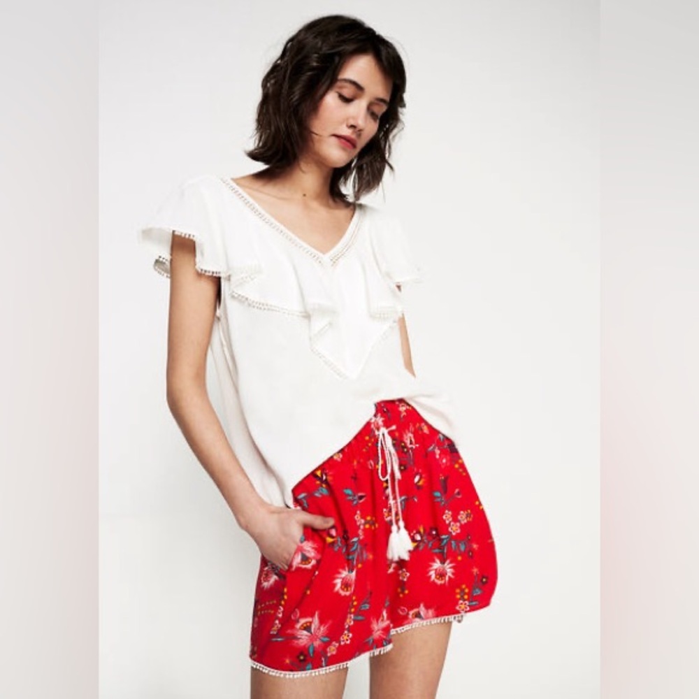 SPRINGFIELD Red Flowy Print Shorts